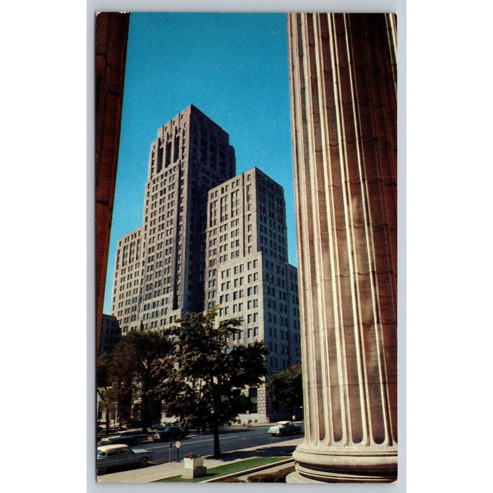 Vintage Postcard Albany NY State Office Building Alfred E Smith View via Columns